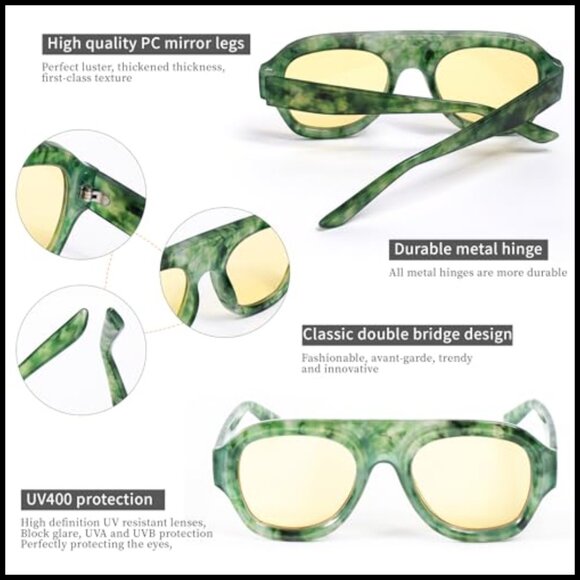 Plastic Retro Aviator Sunglasses Oversized Shield Style